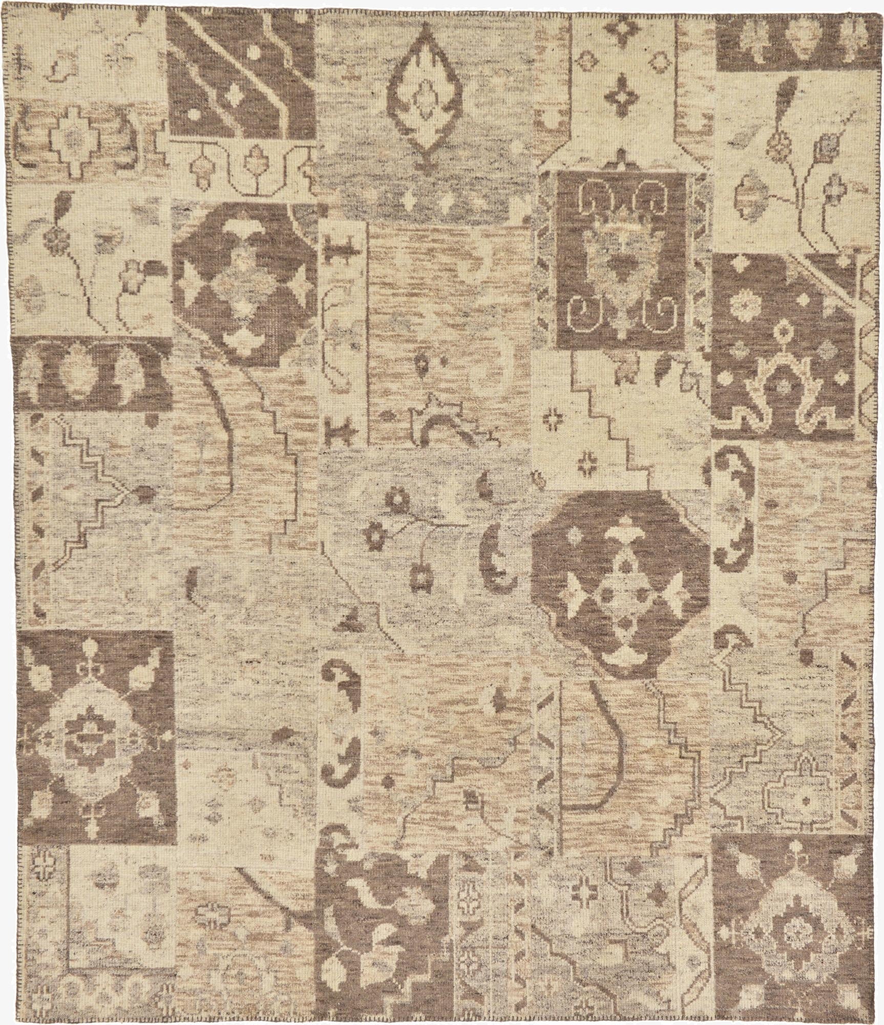  8' 2 x 9' 6  Hand Knotted Patchwork Wool Rug