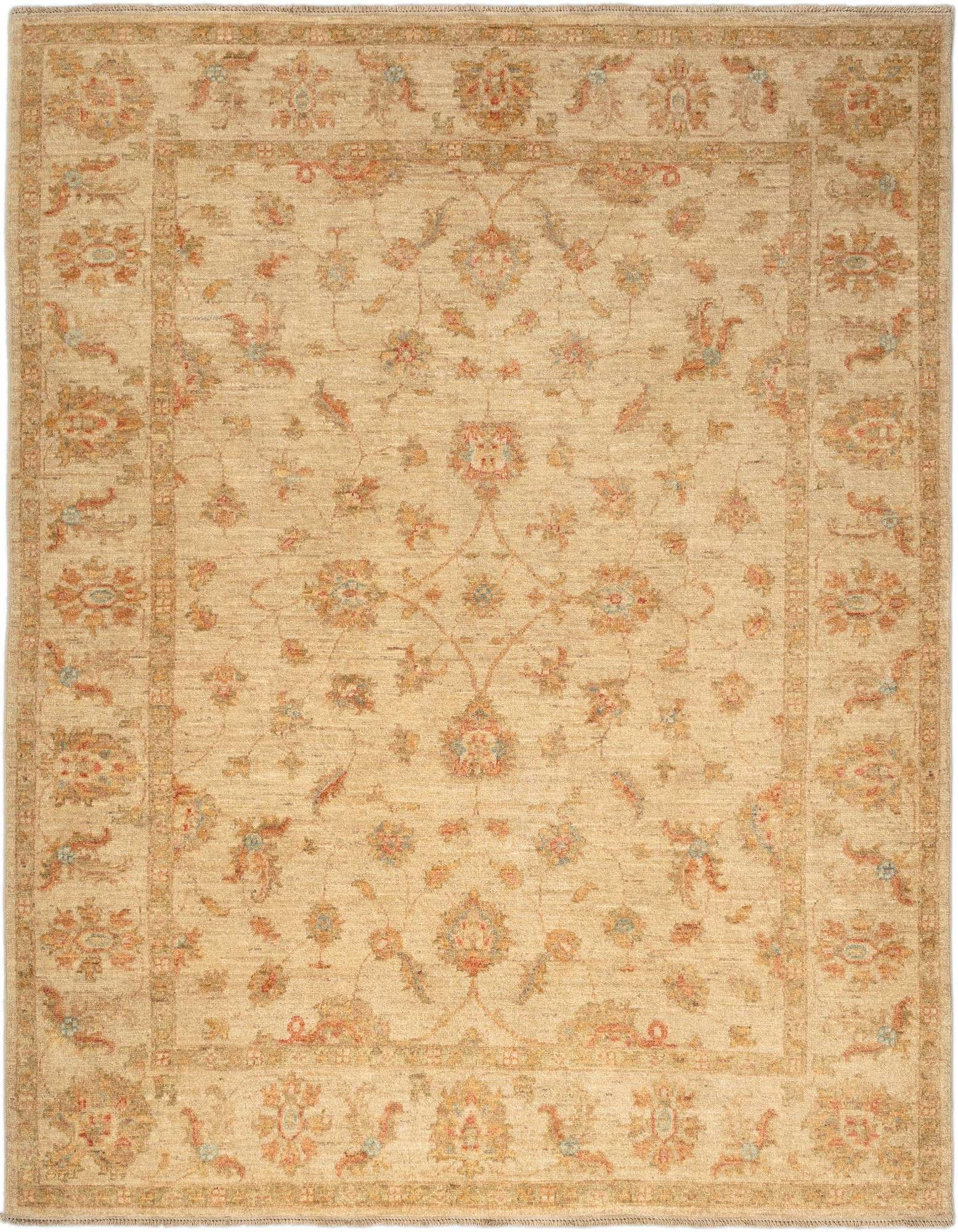 A 4x6 rectangular Peshawar Ziegler Persian rug in warm brown and ivory tones, featuring a traditional floral pattern and border.