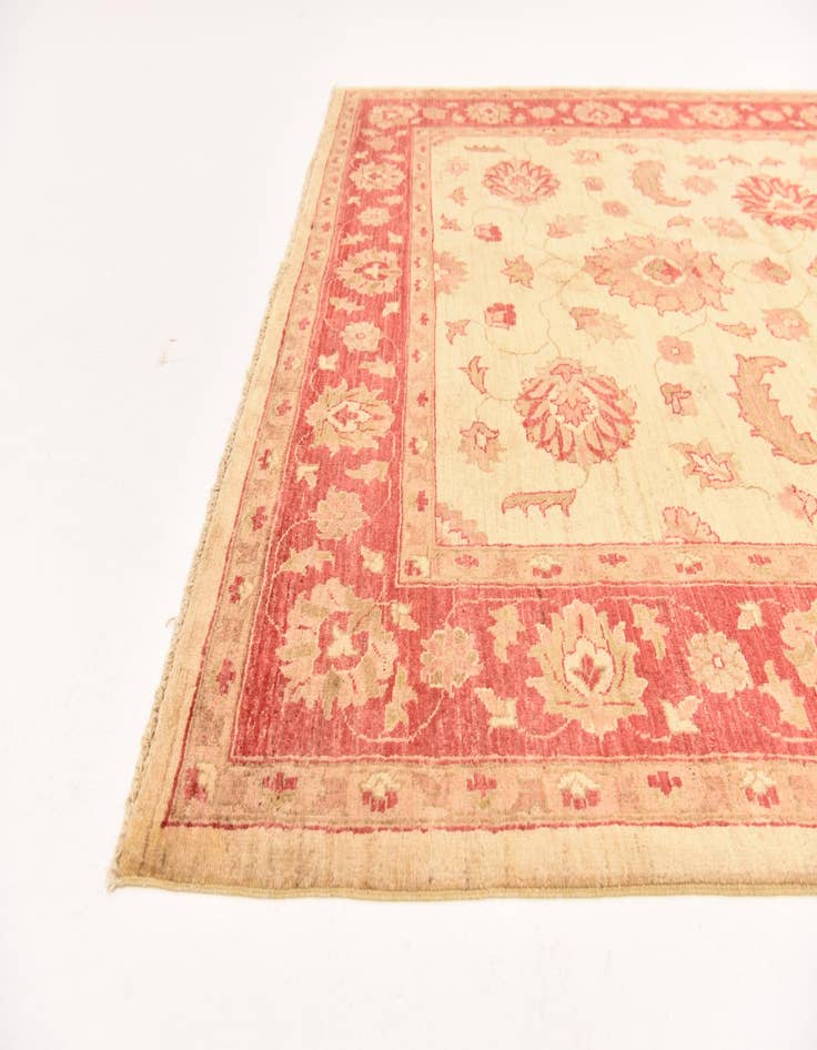 Detail image of  5' 11 x 9'  Hand Knotted Peshawar Ziegler Wool Rug