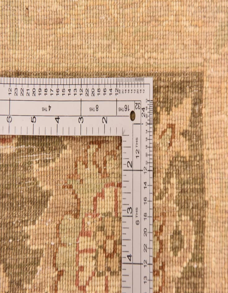 Detail image of  5' 8 x 8'  Hand Knotted Peshawar Ziegler Rug