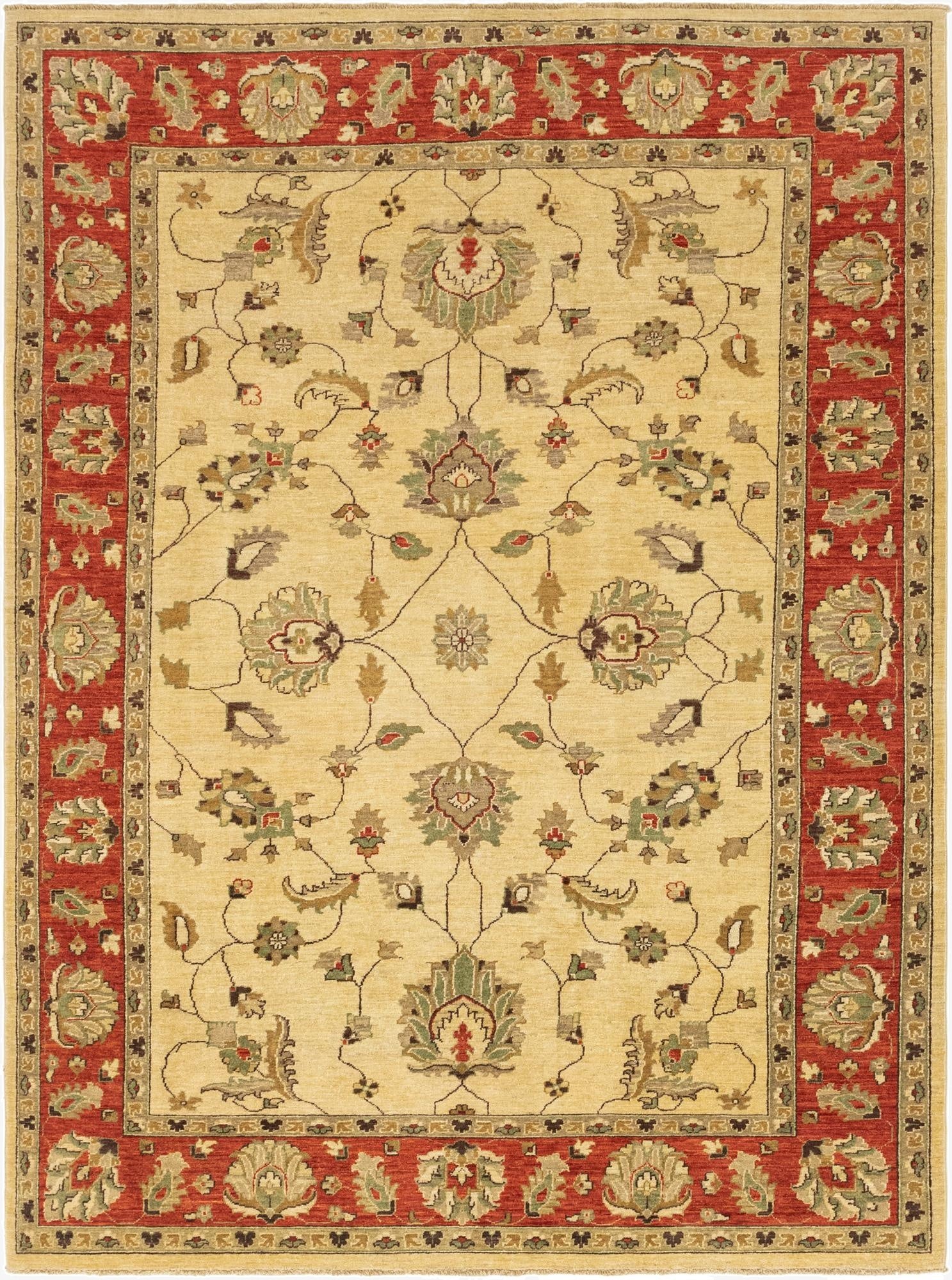  6' 10 x 9' 3  Hand Knotted Peshawar Ziegler Rug
