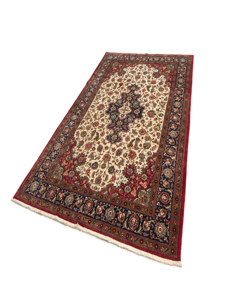 Detail image of  6' 8 x 10'  Hand Knotted Qom Persian Rug