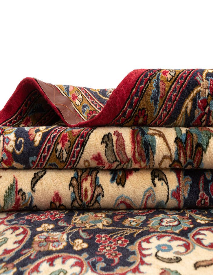 Detail image of  6' 8 x 10'  Hand Knotted Qom Persian Rug