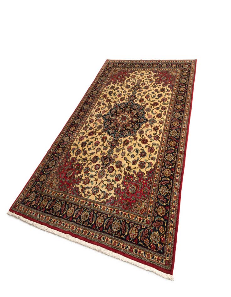 Detail image of  6' 7 x 10'  Hand Knotted Qom Persian Rug