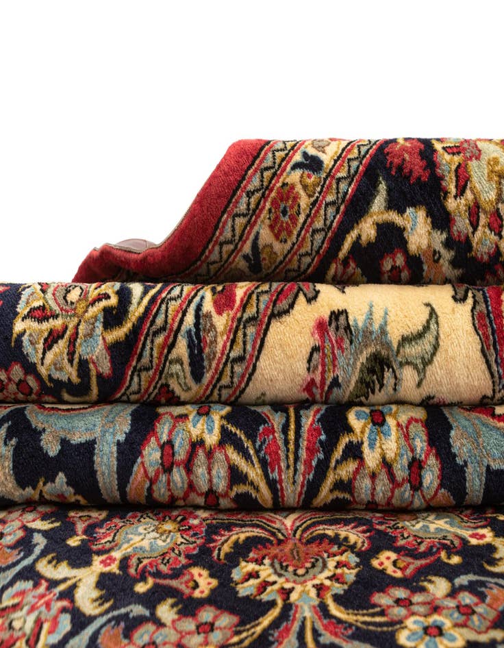 Detail image of  6' 7 x 10'  Hand Knotted Qom Persian Rug