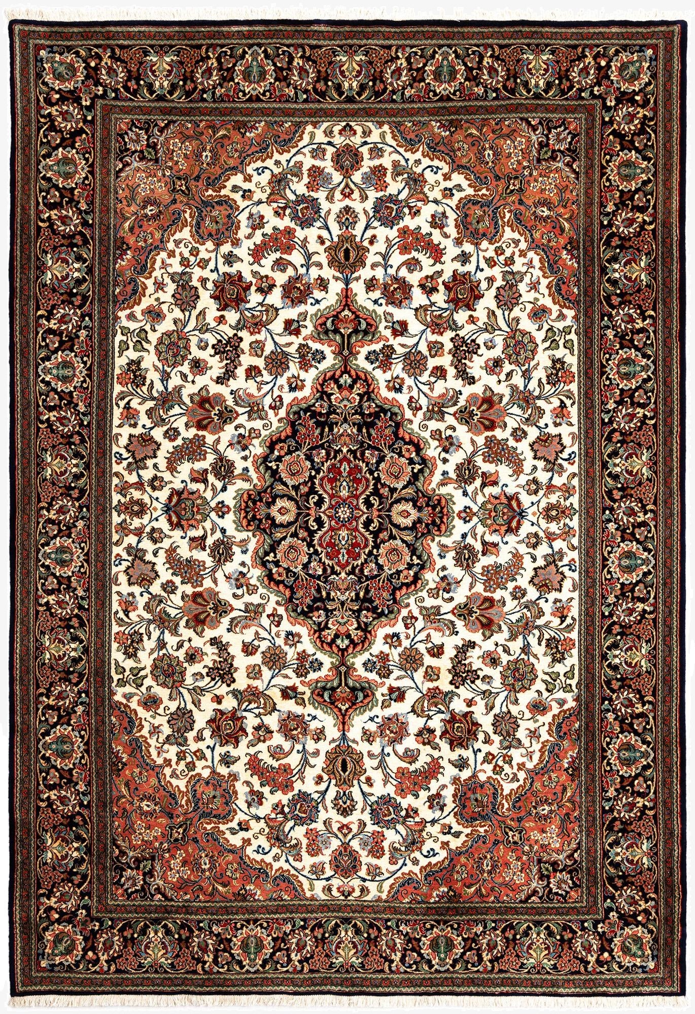  6' 8 x 9' 7  Hand Knotted Qom Persian Rug
