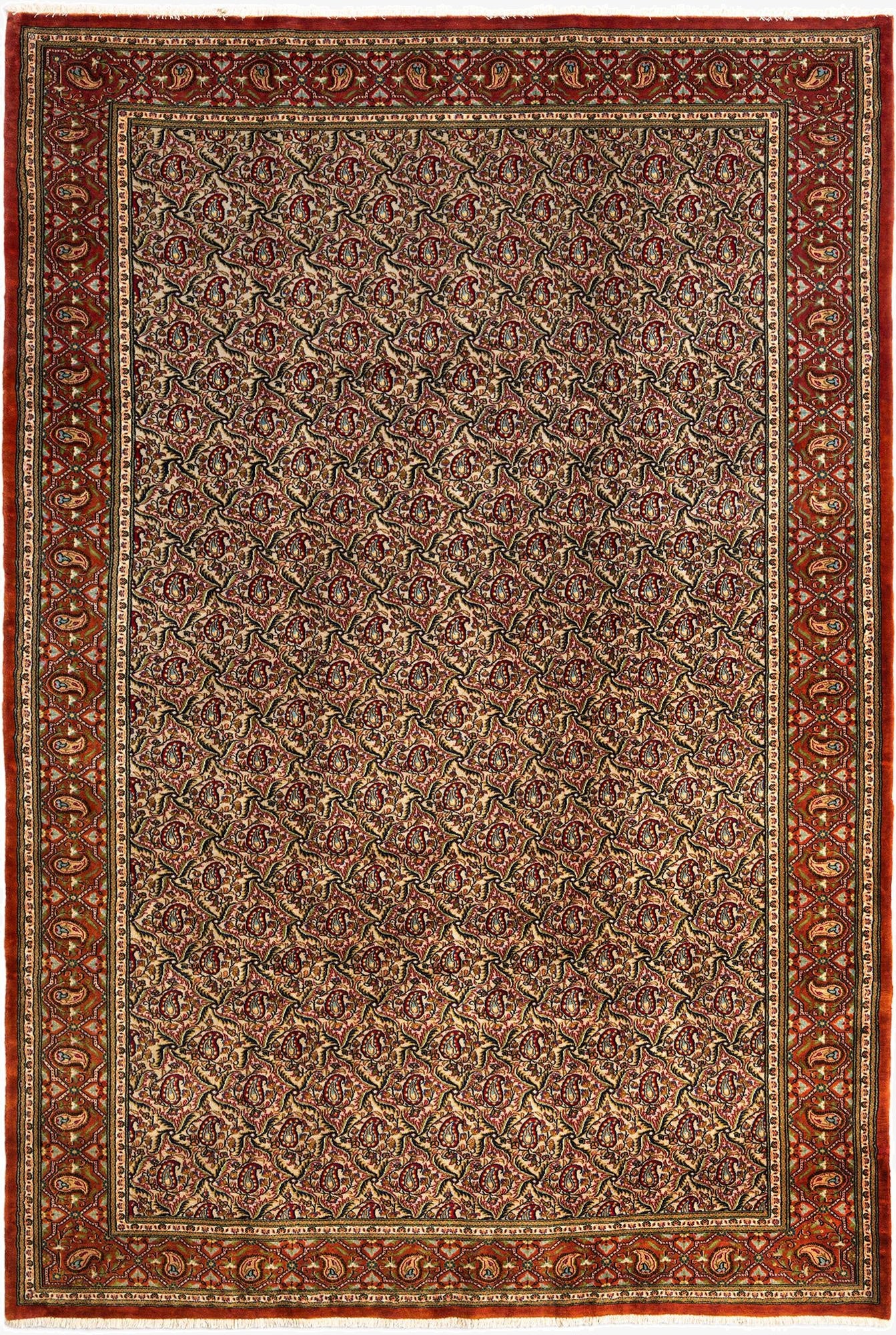  6' 4 x 9' 5  Hand Knotted Qom Persian Rug