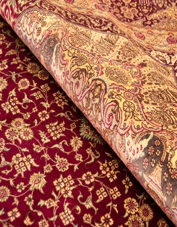 Detail image of  9' 8 x 12' 10  Hand Knotted Qom Silk Persian Rug