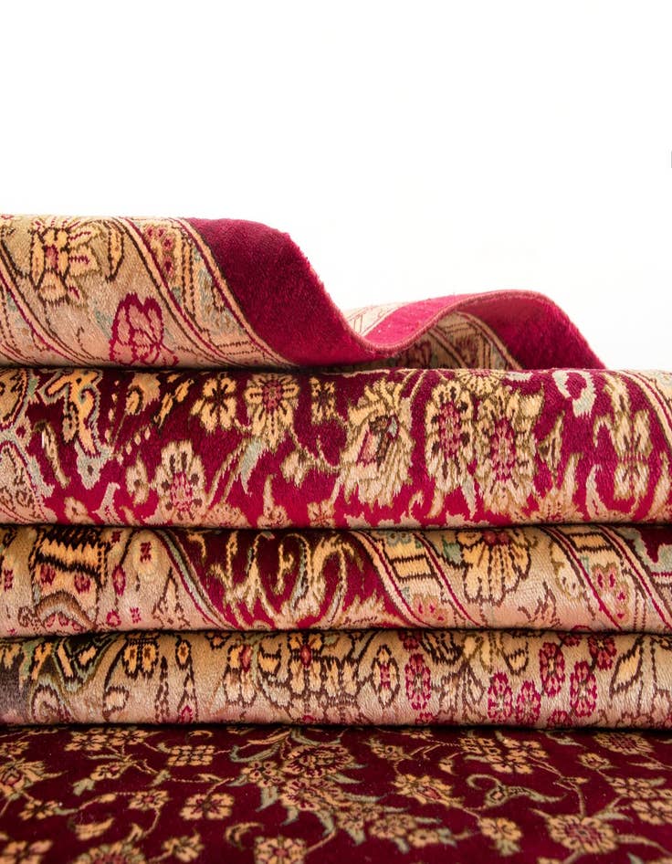 Detail image of  9' 8 x 12' 10  Hand Knotted Qom Silk Persian Rug