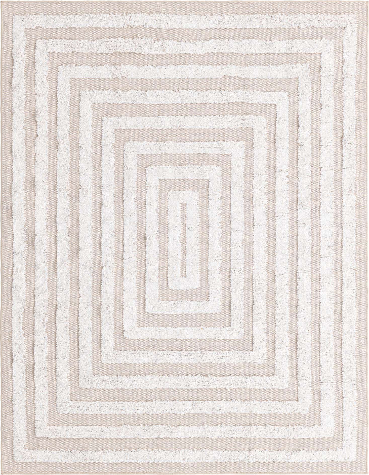 A 4x6 rectangular Rugs.com Sabrina Soto Casa rug featuring a modern concentric stripe pattern in brown and ivory.