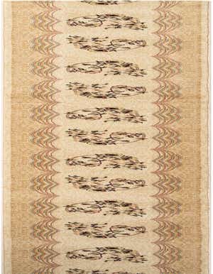 A rectangular Rugs.com Shahmir palace runner rug in browns, tans, and ivories with a traditional floral oriental pattern, ideal for a hallway.