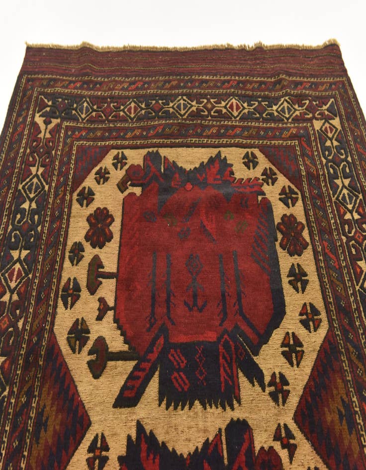 Detail image of  4' 3 x 6' 4  Hand Knotted Sumak Wool Rug