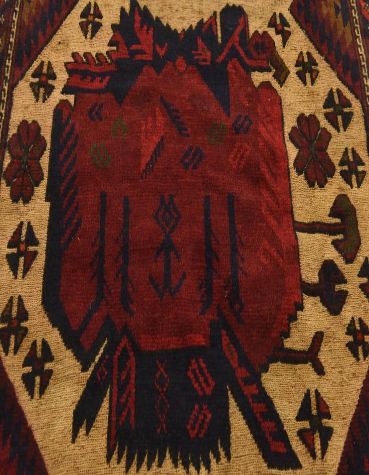 Detail image of  4' 3 x 6' 4  Hand Knotted Sumak Wool Rug