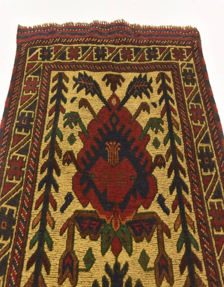 Detail image of  2' 11 x 4' 9  Hand Knotted Sumak Wool Rug