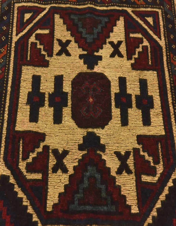 Detail image of  2' 10 x 4' 7  Hand Knotted Sumak Wool Rug