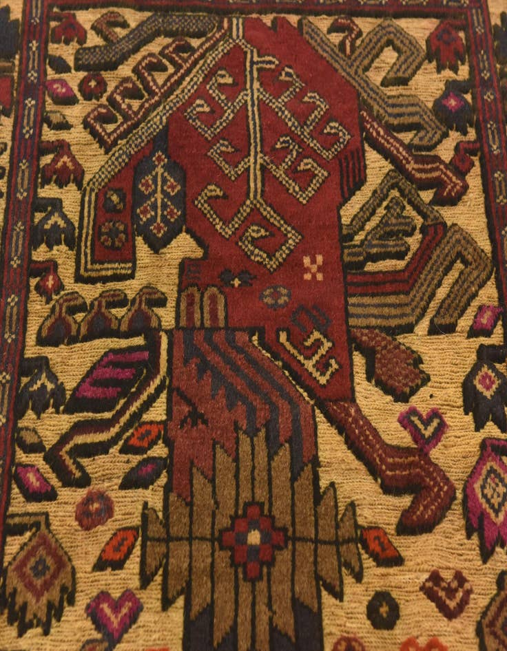 Detail image of  3' 1 x 4' 9  Hand Knotted Sumak Wool Rug