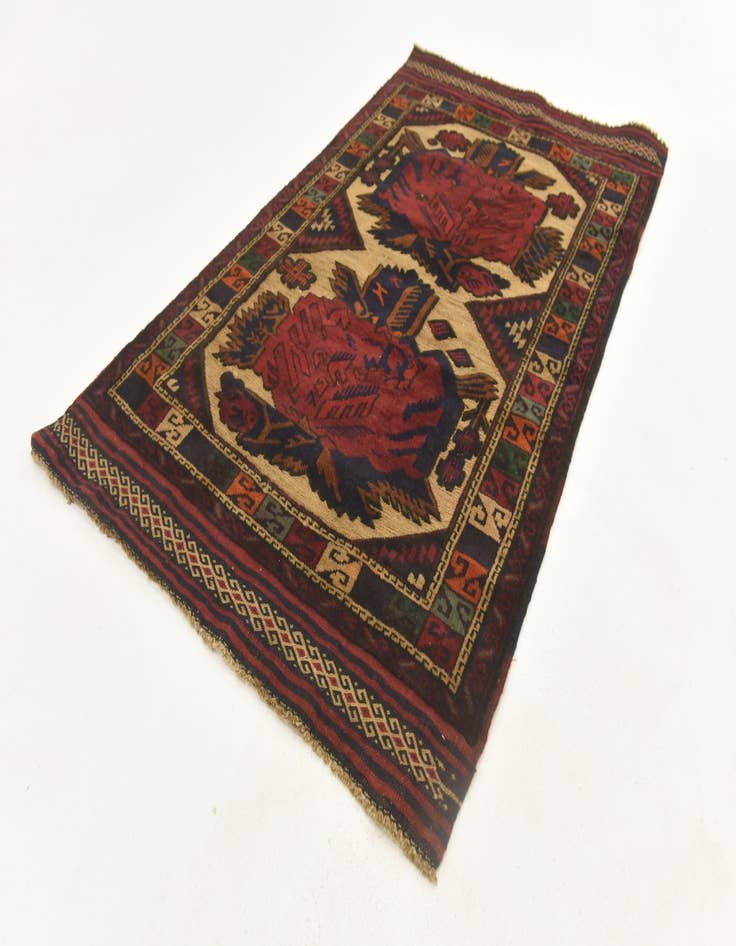 Detail image of  2' 8 x 4' 5  Hand Knotted Sumak Wool Rug