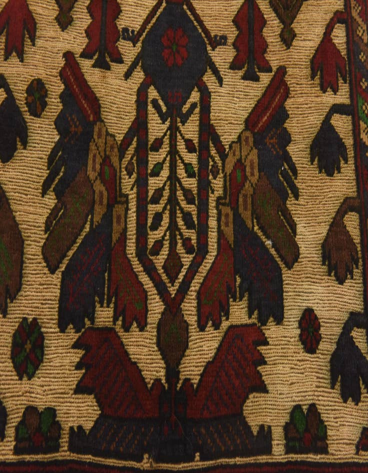 Detail image of  3' 2 x 4' 9  Hand Knotted Sumak Wool Rug