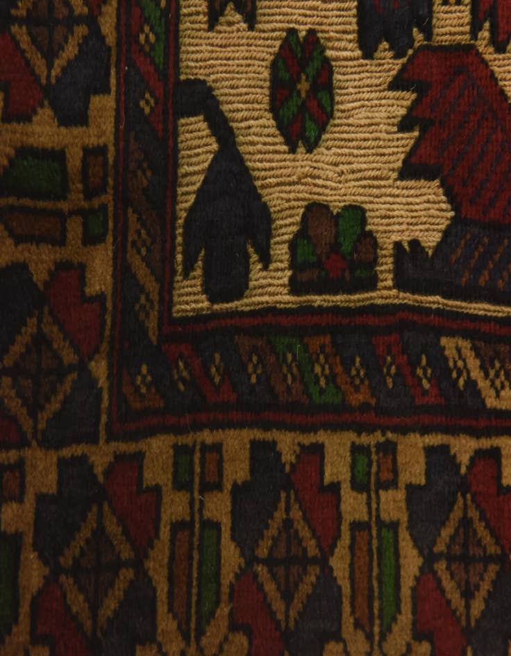 Detail image of  3' 2 x 4' 9  Hand Knotted Sumak Wool Rug