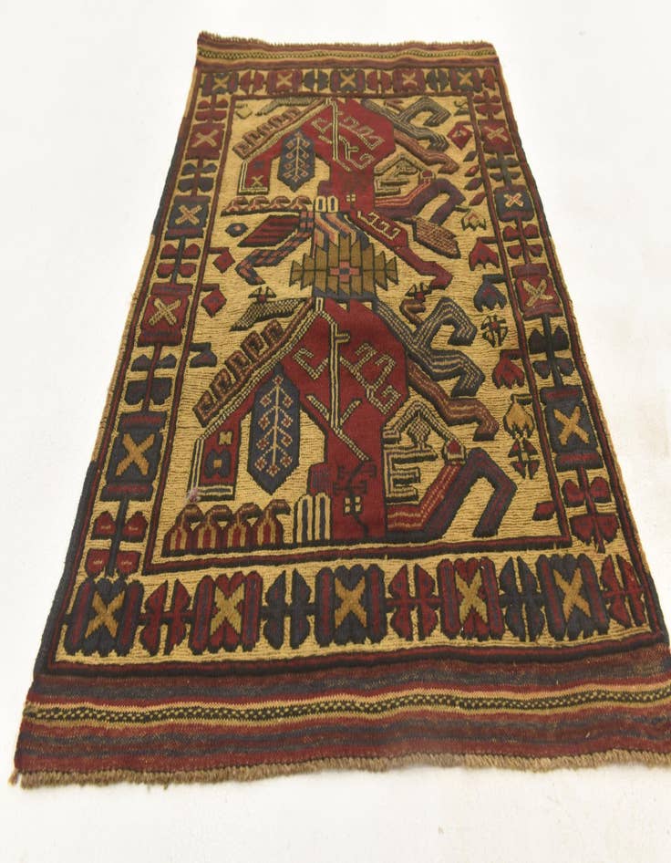 Detail image of  2' 11 x 4' 3  Hand Knotted Sumak Wool Rug