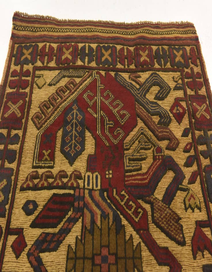 Detail image of  2' 11 x 4' 3  Hand Knotted Sumak Wool Rug