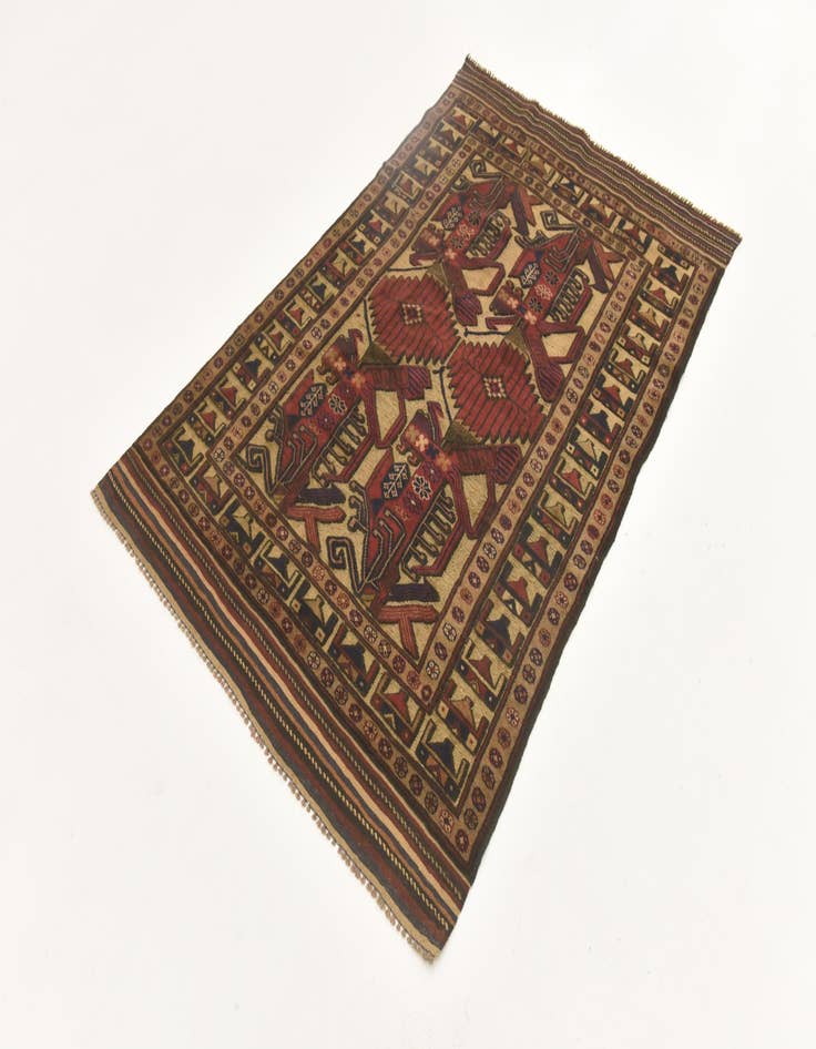 Detail image of  3' 10 x 6'  Hand Knotted Sumak Wool Rug