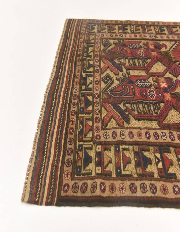 Detail image of  3' 10 x 6'  Hand Knotted Sumak Wool Rug