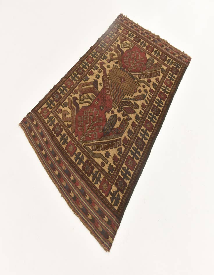 Detail image of  3' 11 x 6' 4  Hand Knotted Sumak Wool Rug