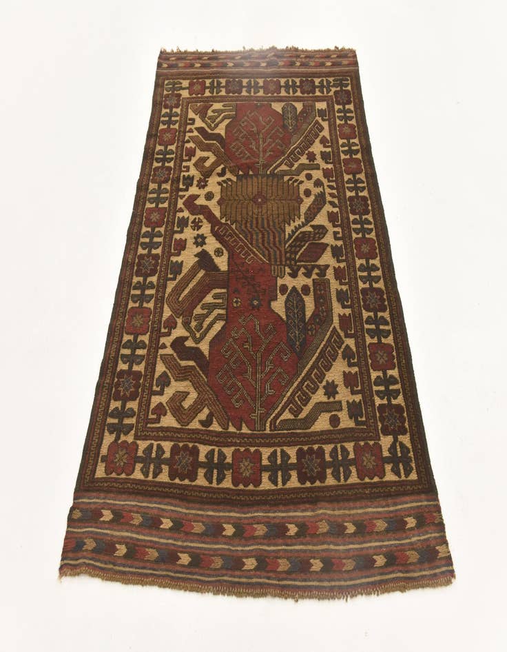 Detail image of  3' 11 x 6' 4  Hand Knotted Sumak Wool Rug