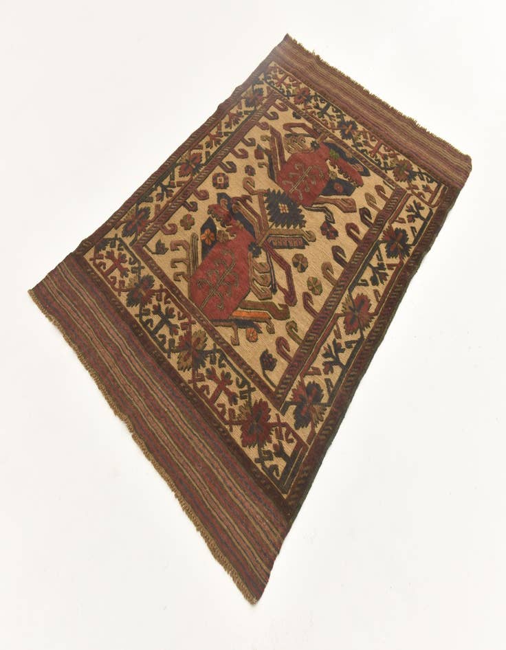 Detail image of  4' x 5' 10  Hand Knotted Sumak Wool Rug