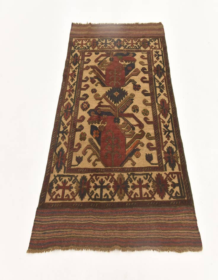 Detail image of  4' x 5' 10  Hand Knotted Sumak Wool Rug