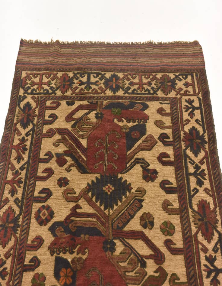 Detail image of  4' x 5' 10  Hand Knotted Sumak Wool Rug