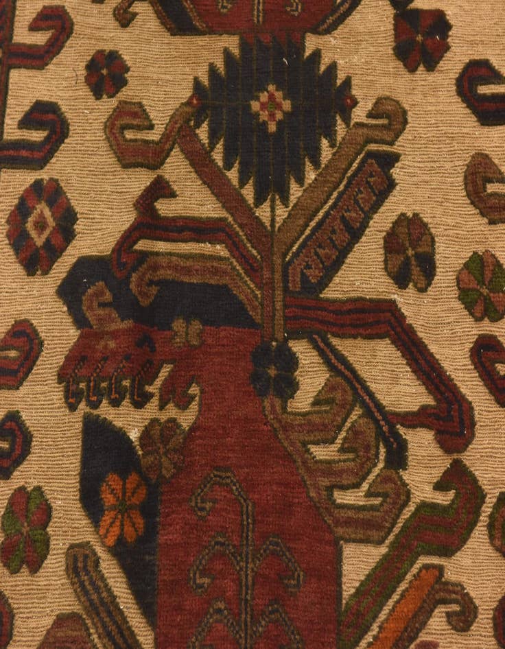 Detail image of  4' x 5' 10  Hand Knotted Sumak Wool Rug