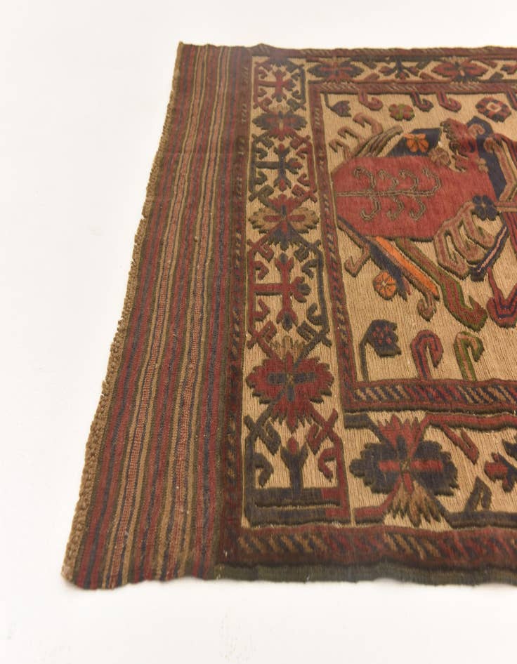 Detail image of  4' x 5' 10  Hand Knotted Sumak Wool Rug