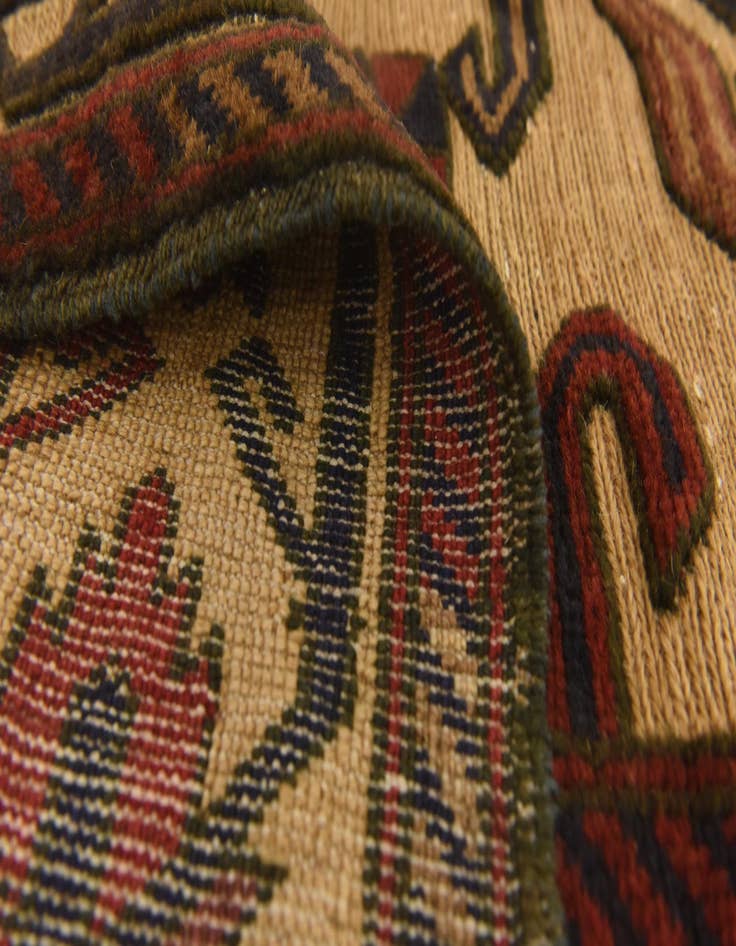 Detail image of  4' x 5' 10  Hand Knotted Sumak Wool Rug