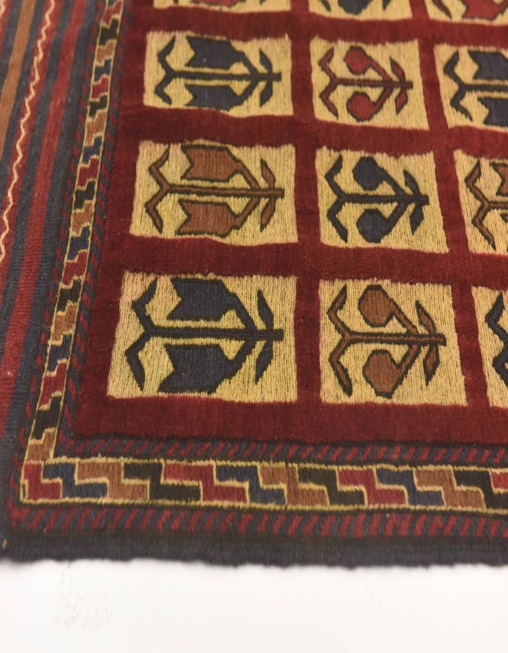 Detail image of  4' x 5' 10  Hand Knotted Sumak Wool Rug