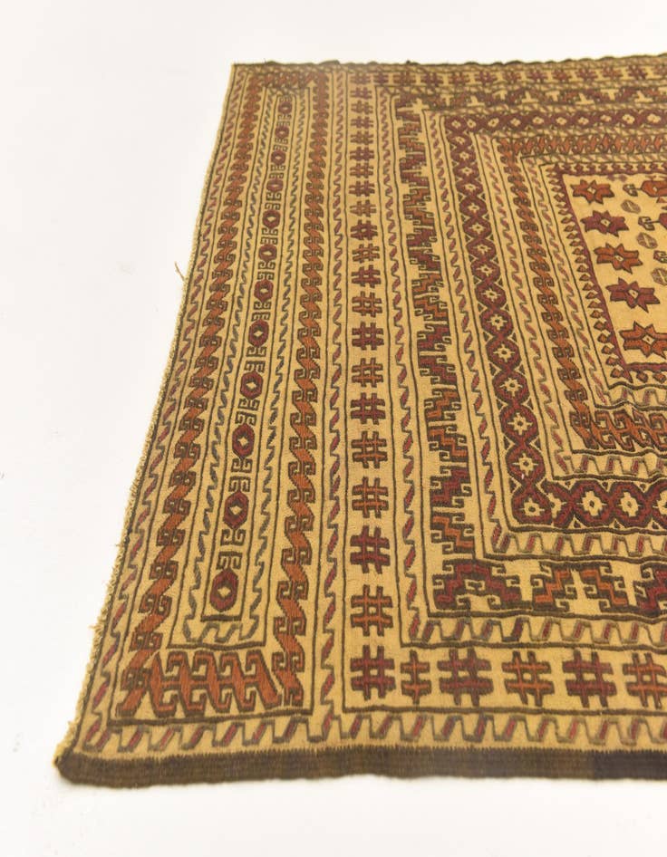 Detail image of  4' x 6' 4  Hand Knotted Sumak Wool Rug