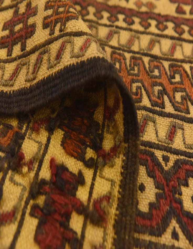 Detail image of  4' x 6' 4  Hand Knotted Sumak Wool Rug