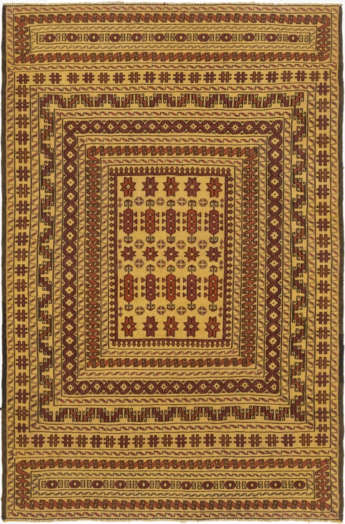  4' x 6' 4  Hand Knotted Sumak Wool Rug