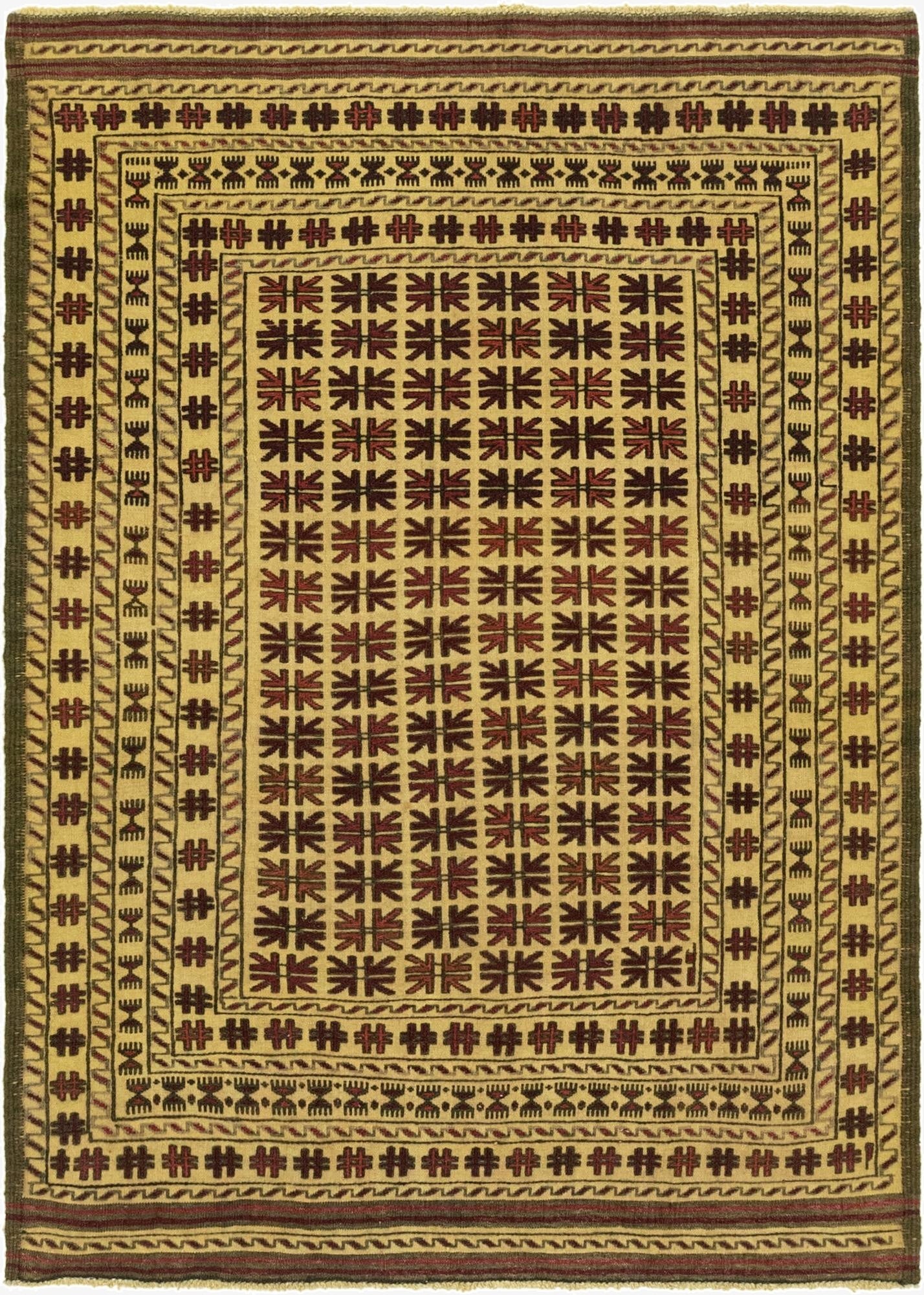  4' x 6' 1  Hand Knotted Sumak Wool Rug