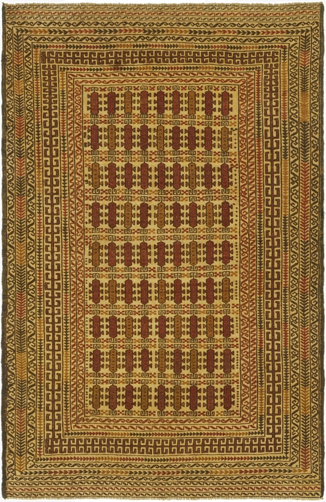  4' x 6' 4  Hand Knotted Sumak Wool Rug