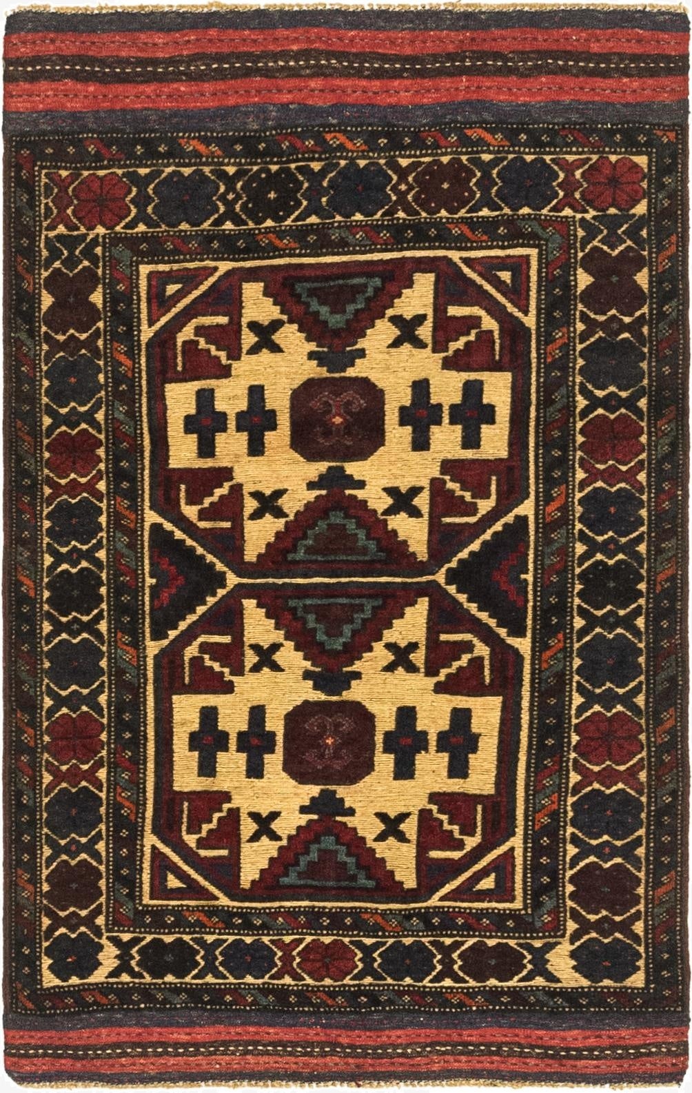  2' 10 x 4' 7  Hand Knotted Sumak Wool Rug