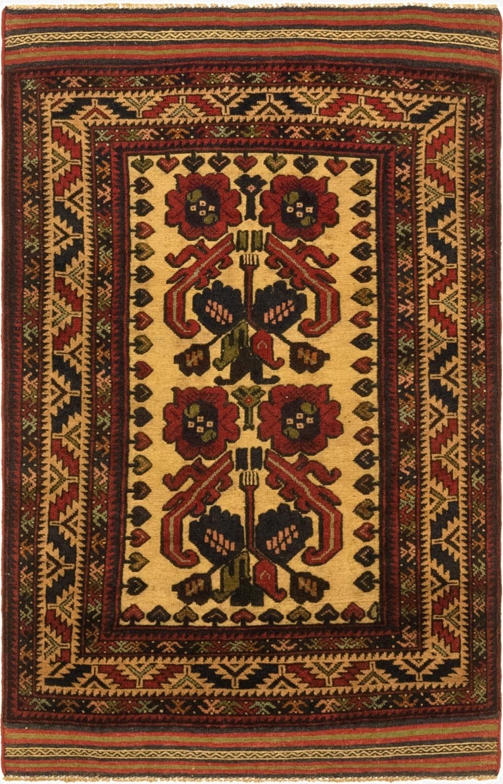  2' 8 x 4' 7  Hand Knotted Sumak Wool Rug