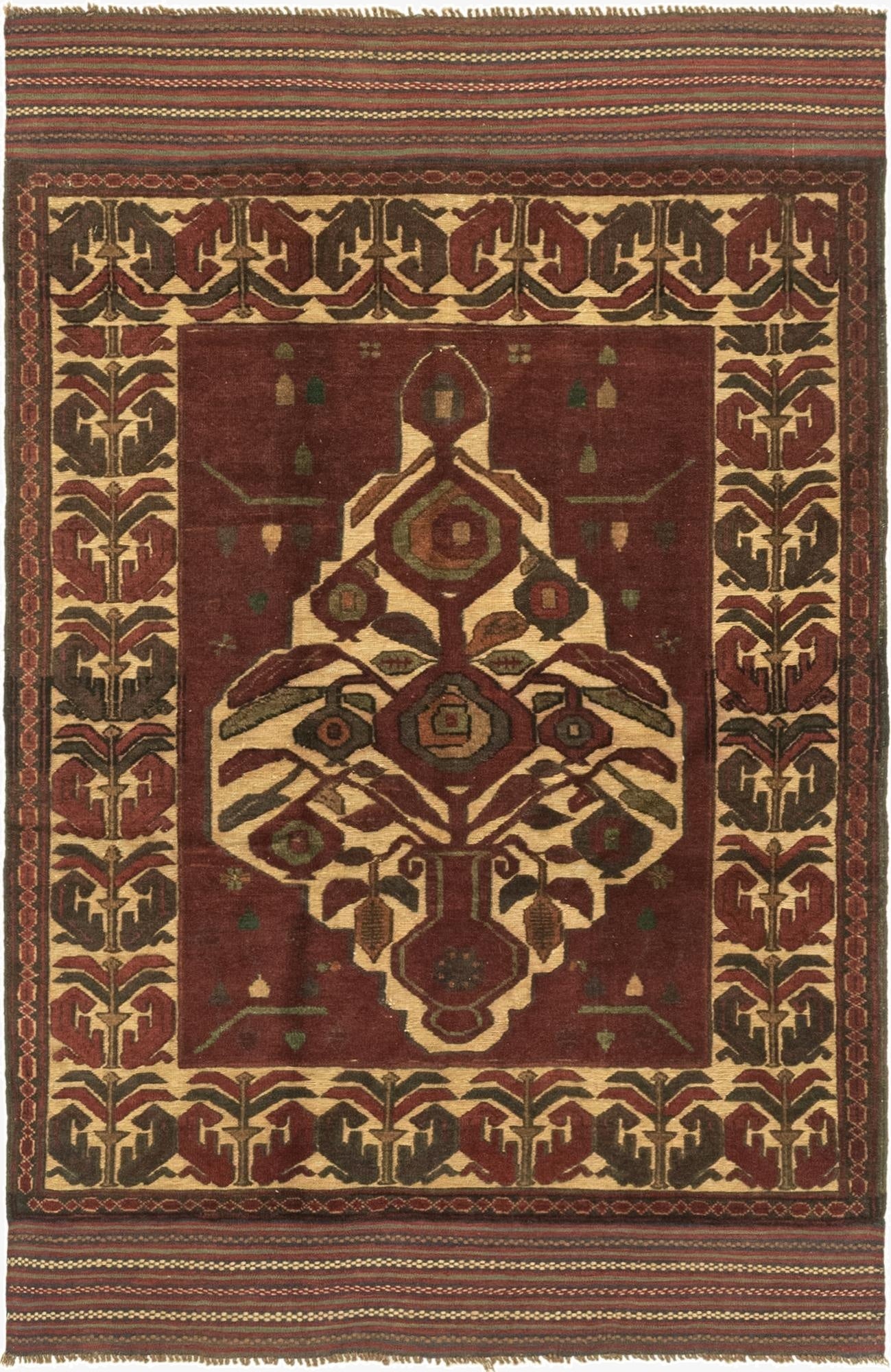  4' x 6' 6  Hand Knotted Sumak Wool Rug
