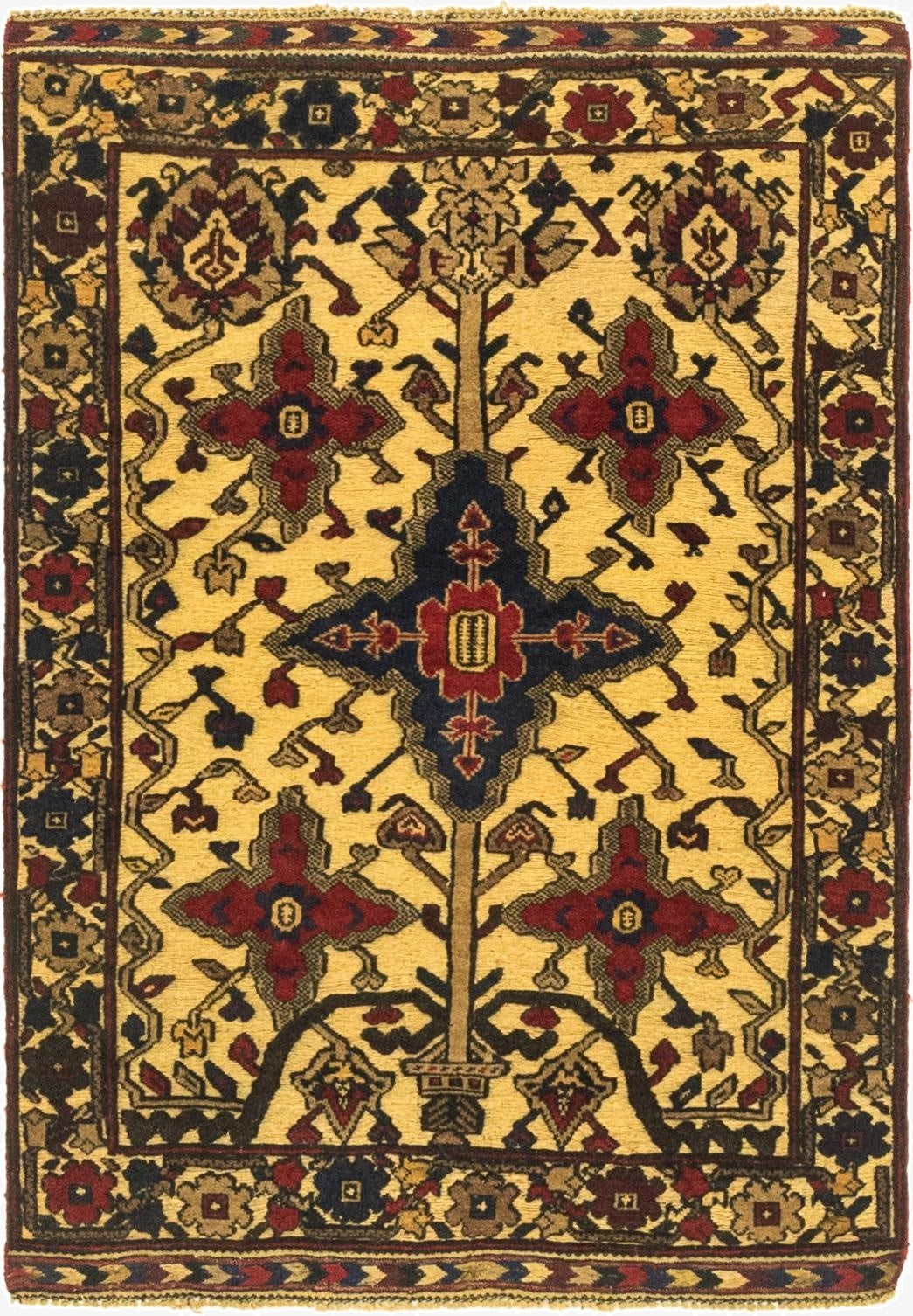  3' 1 x 4' 5  Hand Knotted Sumak Wool Rug