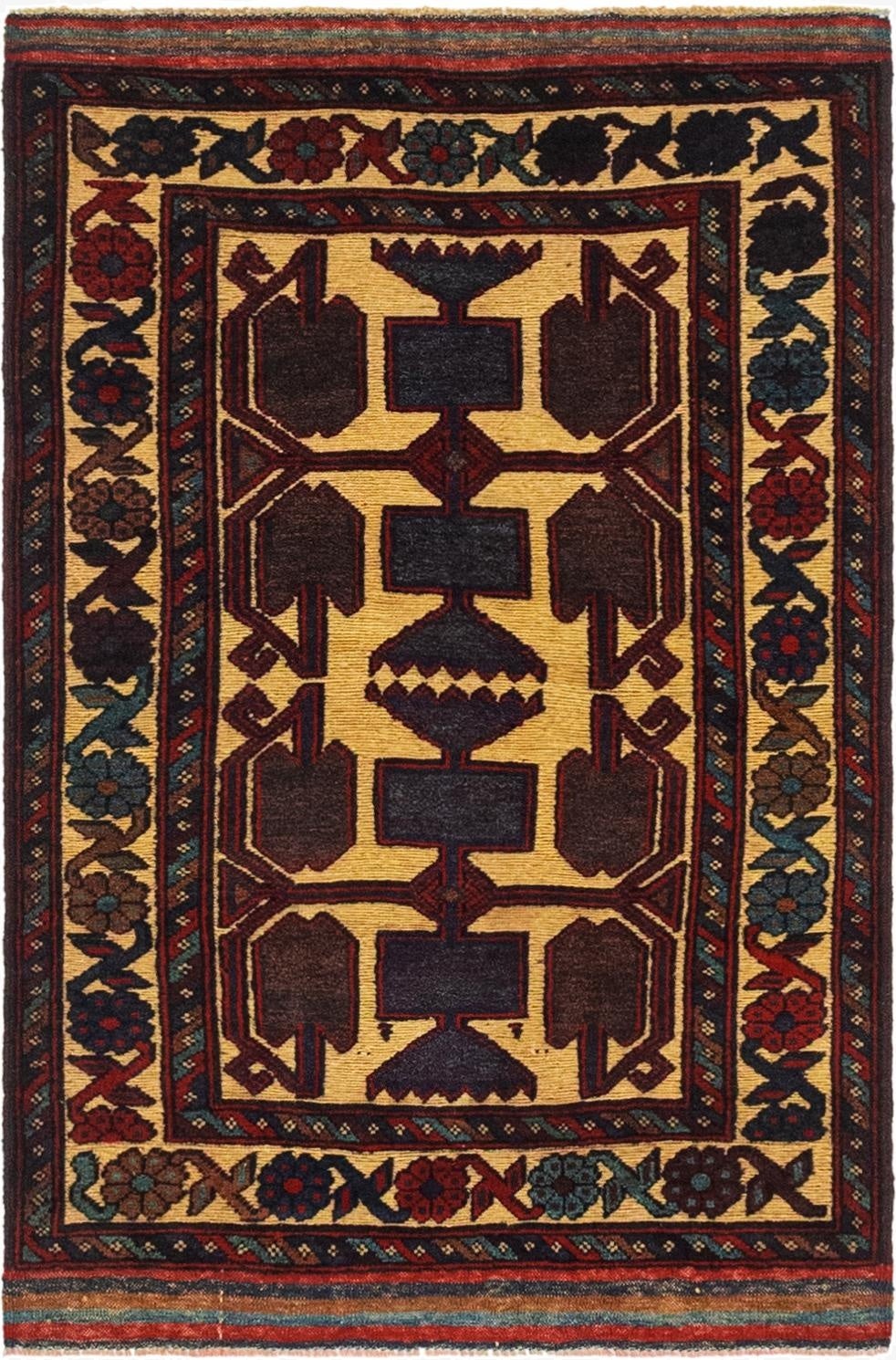 2' 10 x 4' 4  Hand Knotted Sumak Wool Rug