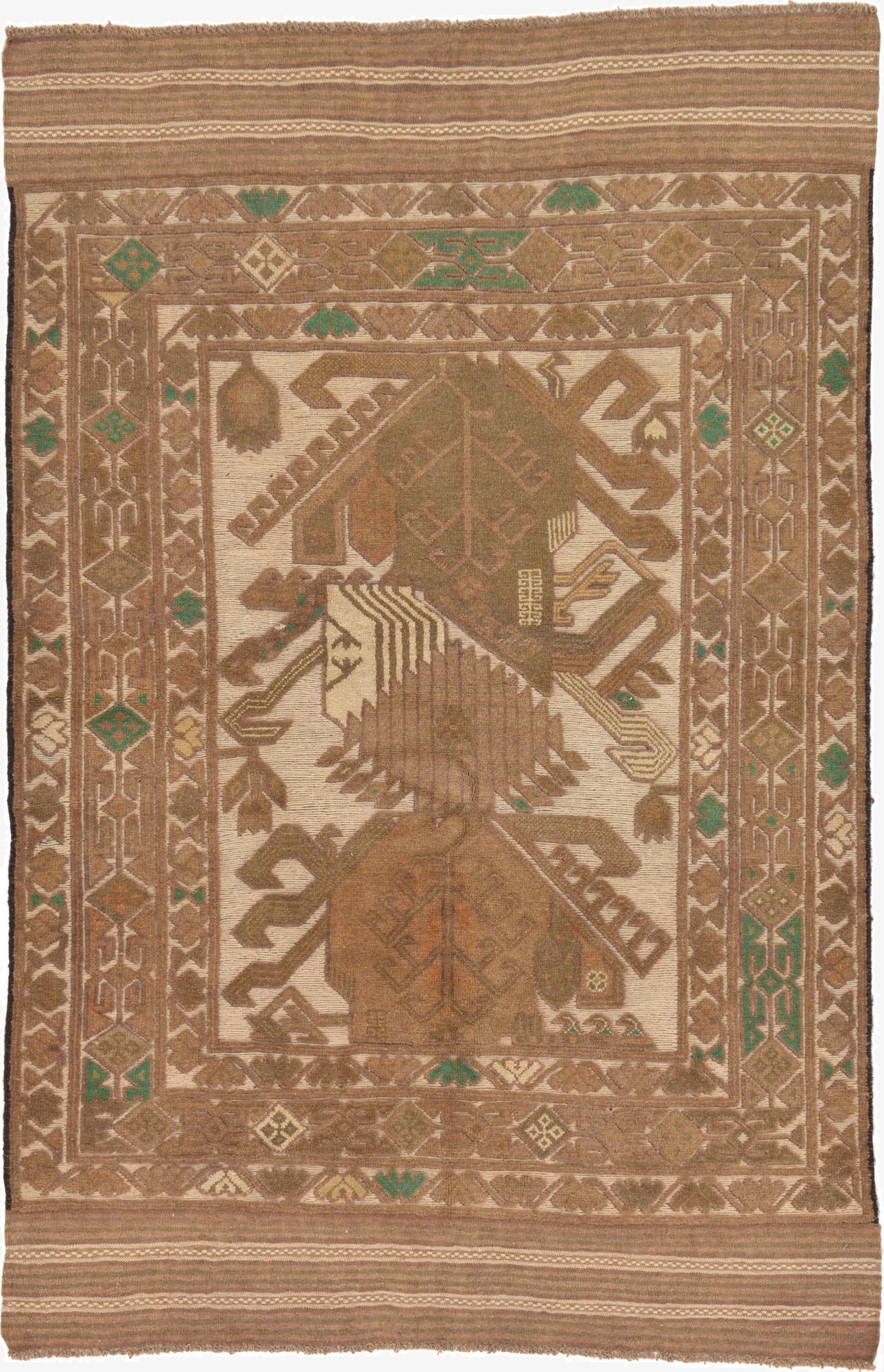  4' x 6' 3  Hand Woven Sumak Wool Rug