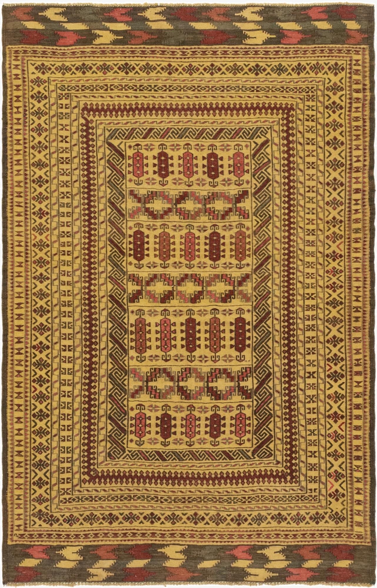  3' 9 x 6' 8  Hand Knotted Sumak Wool Rug
