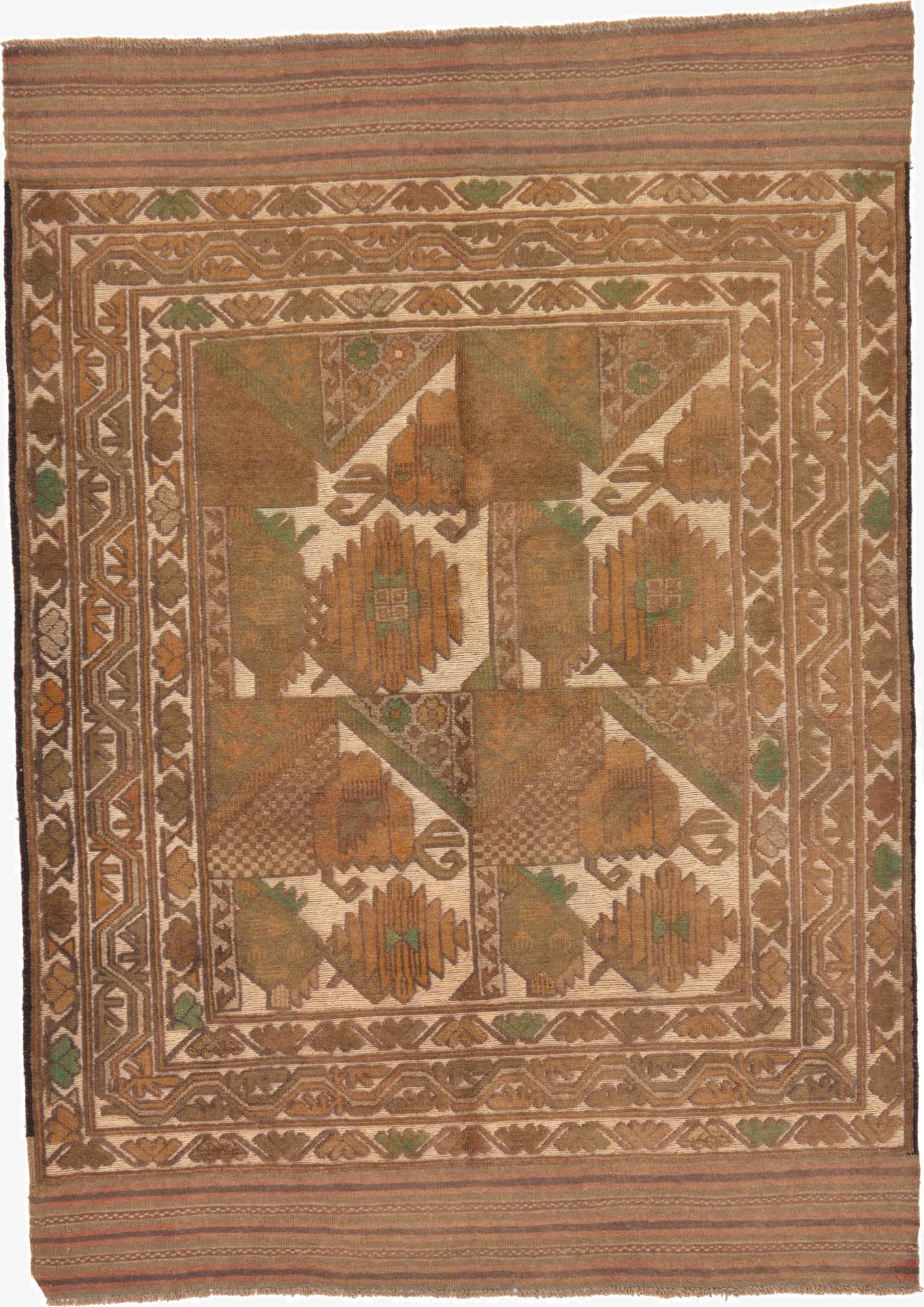  4' 4 x 6'  Hand Woven Sumak Wool Rug