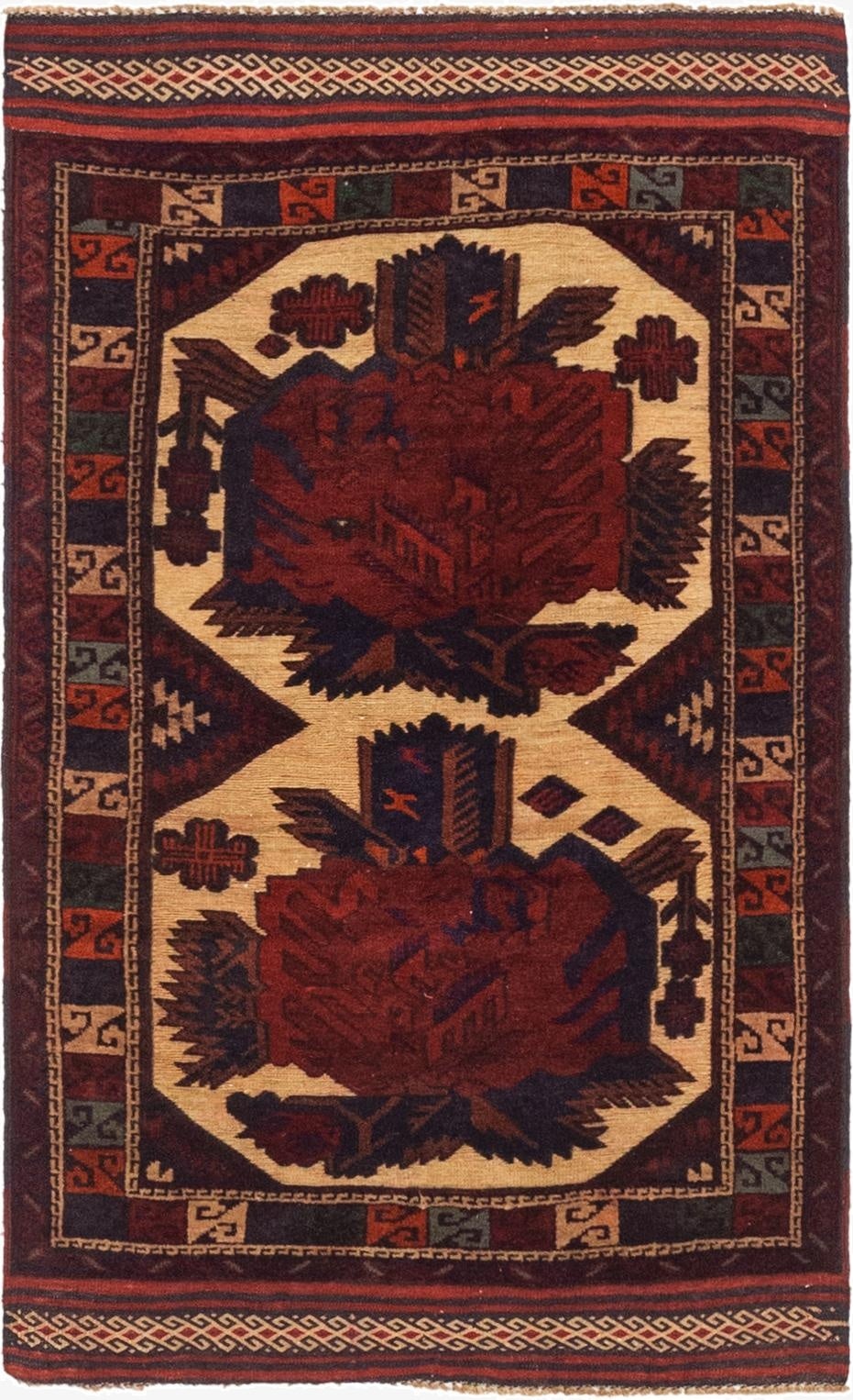  2' 8 x 4' 5  Hand Knotted Sumak Wool Rug